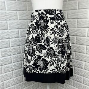 FOREVER 21 Y2K 100% COTTON BLACK WHITE SKIRT TROPICAL FLORAL PRINT SZ LG 14/16